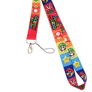 Super Mario Faces Rainbow checkers style Lanyard keychain ID Badge Holder